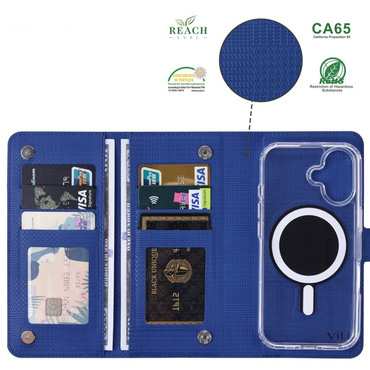 For iPhone 16 Pro ViLi GHA-C Series RFID MagSafe Magnetic Flip Leather Phone Case(Blue) - free shipping - PMC TechLife - Order now!