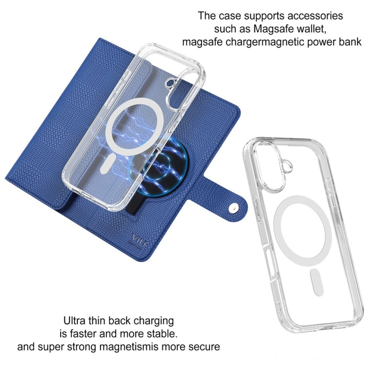 For iPhone 16 Pro Max ViLi GHA-C Series RFID MagSafe Magnetic Flip Leather Phone Case(Blue) - free shipping - PMC TechLife - Order now!