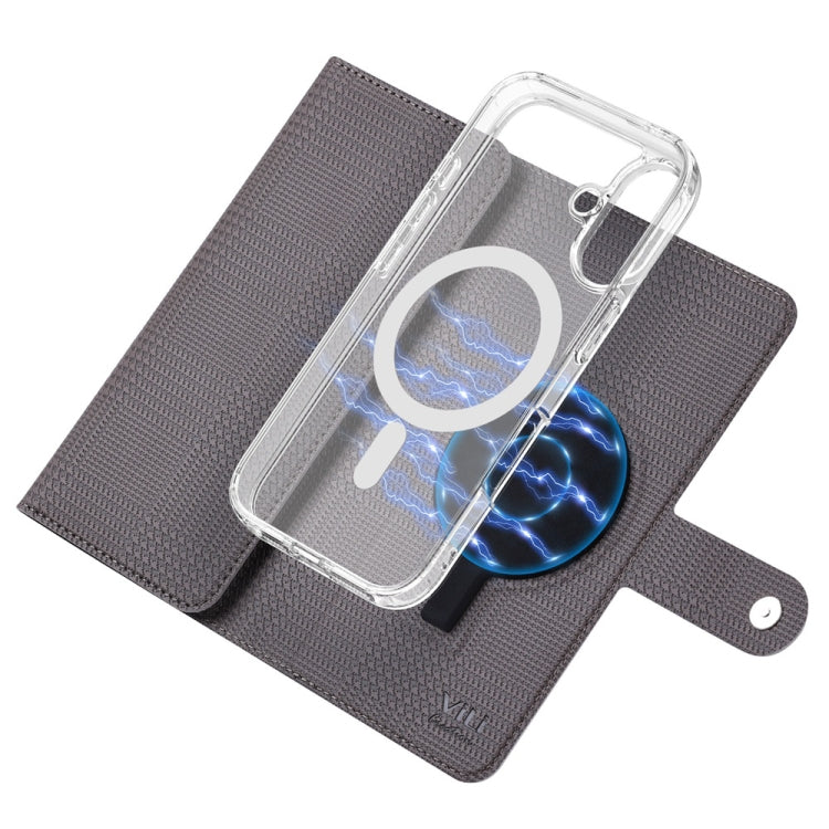 For iPhone 15 Plus ViLi GHA-C Series RFID MagSafe Magnetic Flip Leather Phone Case(Grey) - free shipping - PMC Jewellery - Order now!