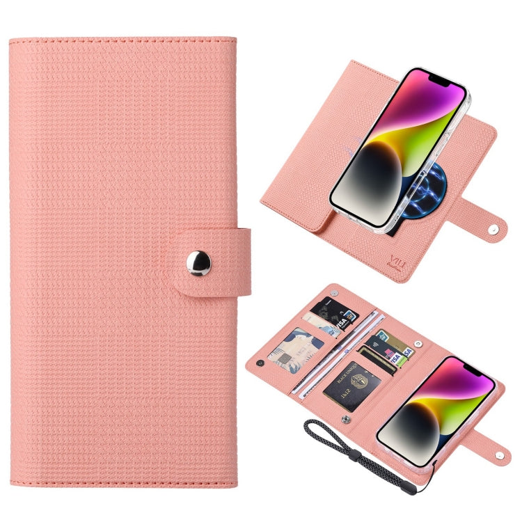 For iPhone 14 ViLi GHA-C Series RFID MagSafe Magnetic Flip Leather Phone Case(Pink) - free shipping - PMC Jewellery - Order now!
