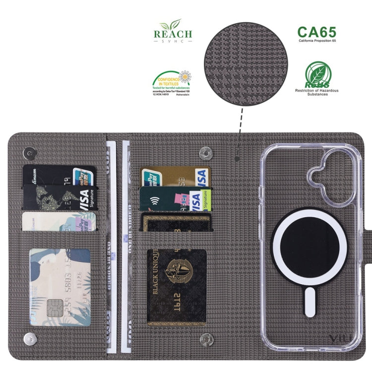 For iPhone 14 Pro Max ViLi GHA-C Series RFID MagSafe Magnetic Flip Leather Phone Case(Grey) - free shipping - PMC Jewellery - Order now!
