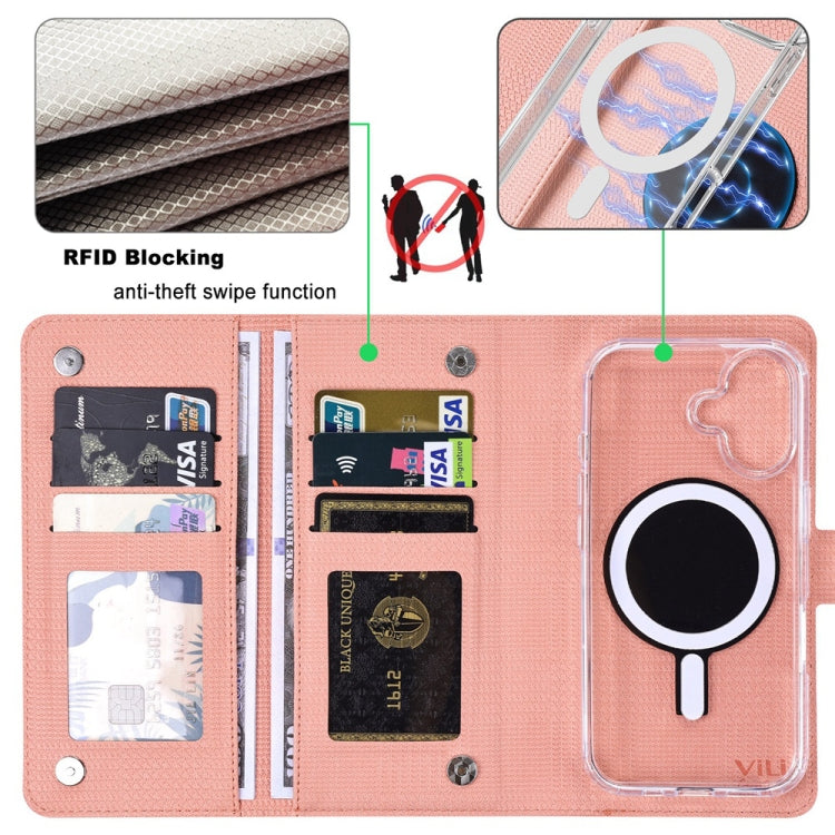For iPhone 13 Pro Max ViLi GHA-C Series RFID MagSafe Magnetic Flip Leather Phone Case(Pink) - free shipping - PMC Jewellery - Order now!
