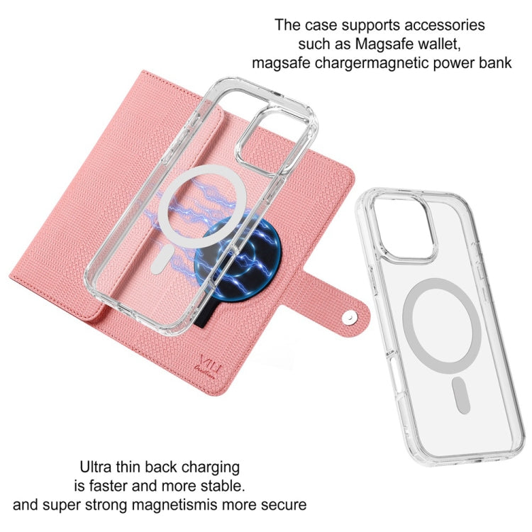 For iPhone 16 ViLi GHB-C Series RFID MagSafe Magnetic Flip Leather Phone Case(Pink) - iPhone 16 Cases by ViLi | Online Shopping South Africa | PMC TechLife | Buy Now Pay Later Mobicred