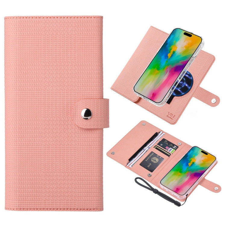 For iPhone 16 Plus ViLi GHB-C Series RFID MagSafe Magnetic Flip Leather Phone Case(Pink) - iPhone 16 Plus Cases by ViLi | Online Shopping South Africa | PMC TechLife | Buy Now Pay Later Mobicred