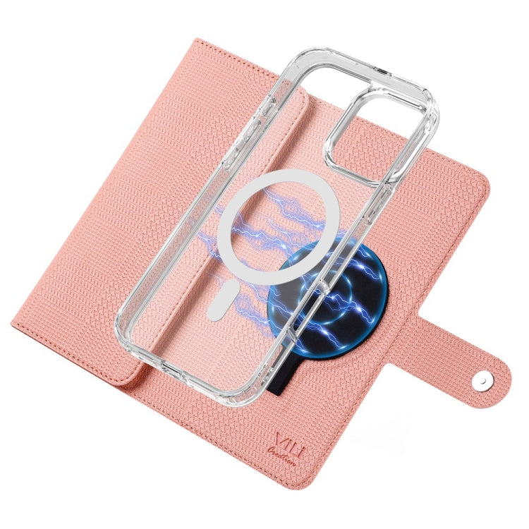 For iPhone 16 Plus ViLi GHB-C Series RFID MagSafe Magnetic Flip Leather Phone Case(Pink) - iPhone 16 Plus Cases by ViLi | Online Shopping South Africa | PMC TechLife | Buy Now Pay Later Mobicred