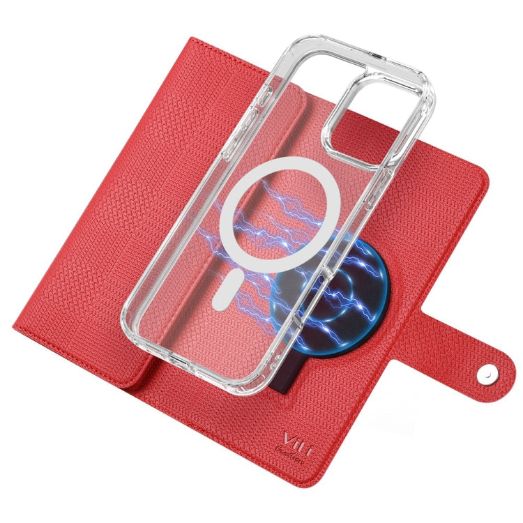For iPhone 16 Plus ViLi GHB-C Series RFID MagSafe Magnetic Flip Leather Phone Case(Red) - iPhone 16 Plus Cases by ViLi | Online Shopping South Africa | PMC TechLife | Buy Now Pay Later Mobicred