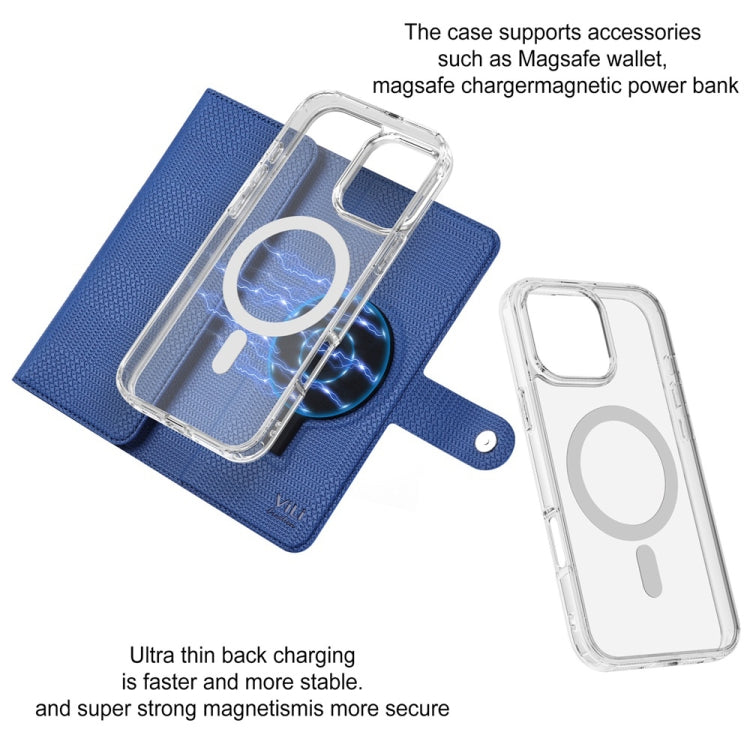 For iPhone 16 Pro ViLi GHB-C Series RFID MagSafe Magnetic Flip Leather Phone Case(Blue) - iPhone 16 Pro Cases by ViLi | Online Shopping South Africa | PMC TechLife | Buy Now Pay Later Mobicred