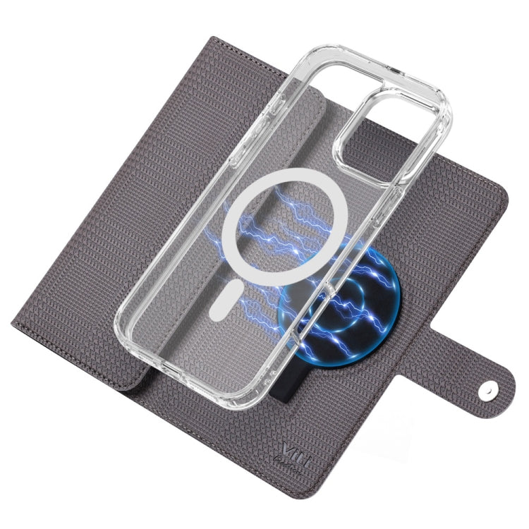 For iPhone 16 Pro Max ViLi GHB-C Series RFID MagSafe Magnetic Flip Leather Phone Case(Grey) - iPhone 16 Pro Max Cases by ViLi | Online Shopping South Africa | PMC TechLife | Buy Now Pay Later Mobicred