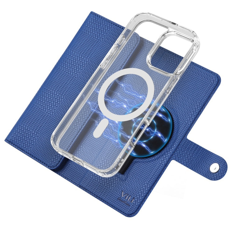 For iPhone 16 Pro Max ViLi GHB-C Series RFID MagSafe Magnetic Flip Leather Phone Case(Blue) - iPhone 16 Pro Max Cases by ViLi | Online Shopping South Africa | PMC TechLife | Buy Now Pay Later Mobicred