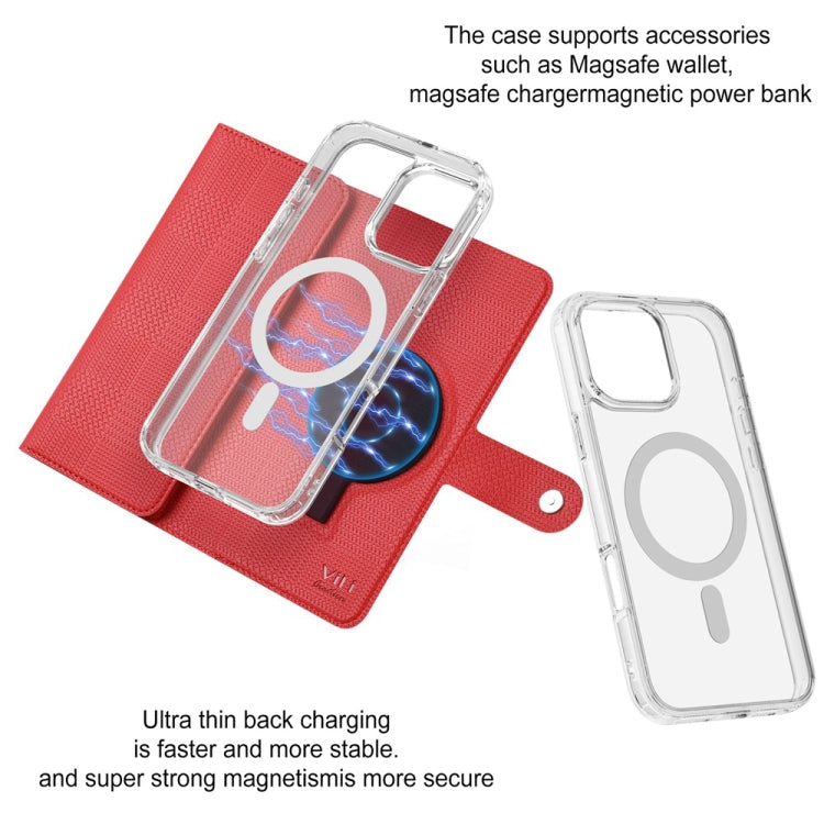 For iPhone 15 ViLi GHB-C Series RFID MagSafe Magnetic Flip Leather Phone Case(Red) - free shipping - PMC Jewellery - Order now!