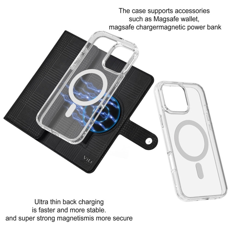 For iPhone 13 Pro Max ViLi GHB-C Series RFID MagSafe Magnetic Flip Leather Phone Case(Black) - free shipping - PMC Jewellery - Order now!
