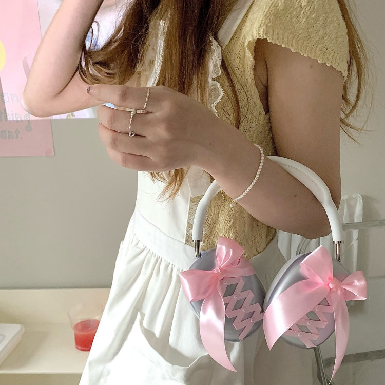 For Apple AirPods Max Headphones Ribbon Transparent Protective Case(Pink) - For AirPods Max by PMC Jewellery | Online Shopping South Africa | PMC Jewellery | Buy Now Pay Later Mobicred