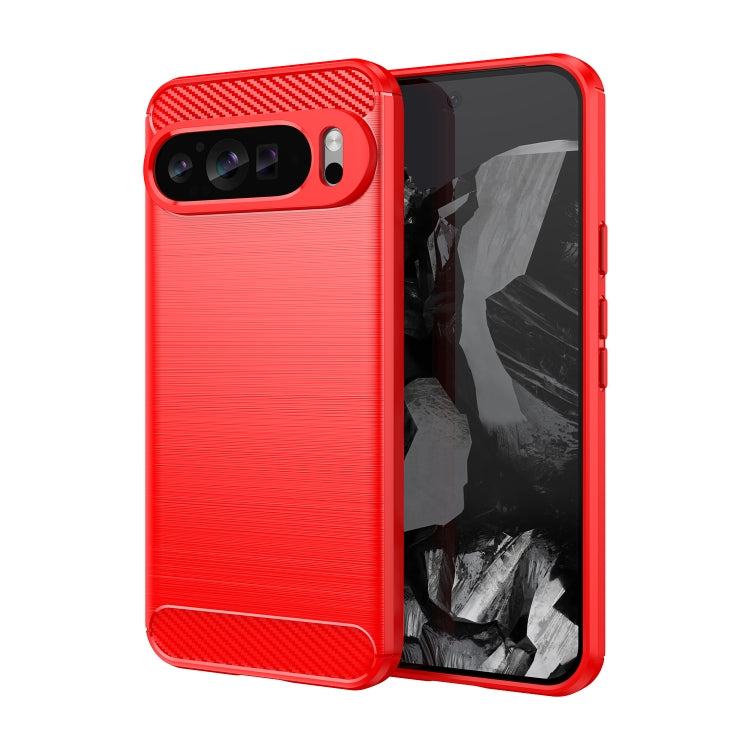 For Google Pixel 9 Pro XL Brushed Texture Carbon Fiber TPU Phone Case(Red) - Google Cases by PMC TechLife | Online Shopping South Africa | PMC TechLife | Buy Now Pay Later Mobicred