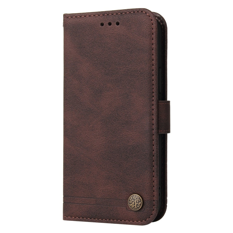 For Samsung Galaxy S25 5G Skin Feel Life Tree Metal Button Leather Phone Case(Brown) - Galaxy S25 5G Cases by PMC Jewellery | Online Shopping South Africa | PMC Jewellery | Buy Now Pay Later Mobicred