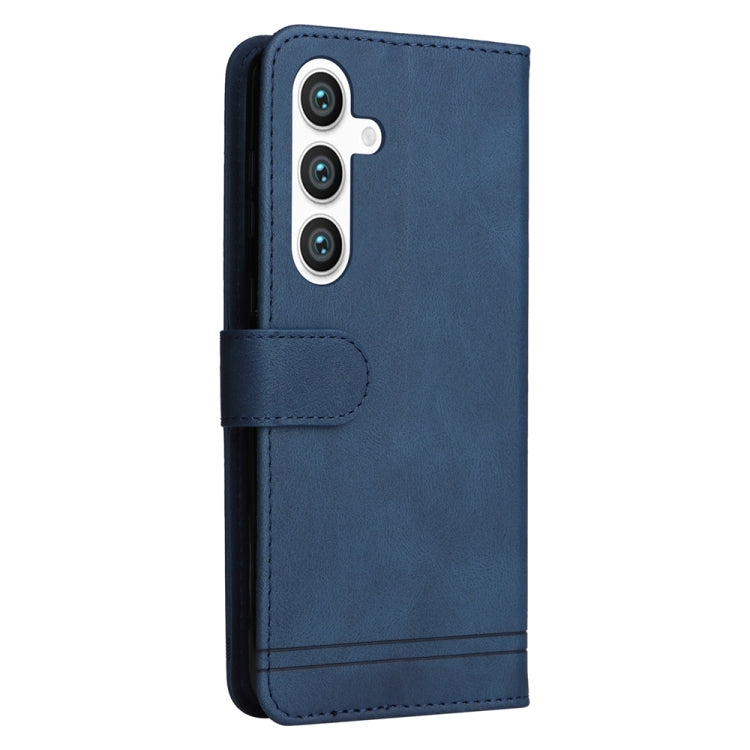 For Samsung Galaxy S25 5G Skin Feel Life Tree Metal Button Leather Phone Case(Blue) - Galaxy S25 5G Cases by PMC Jewellery | Online Shopping South Africa | PMC Jewellery | Buy Now Pay Later Mobicred