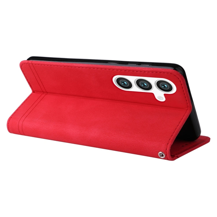 For Samsung Galaxy S25+ 5G Skin Feel Life Tree Metal Button Leather Phone Case(Red) - Galaxy S25+ 5G Cases by PMC Jewellery | Online Shopping South Africa | PMC Jewellery | Buy Now Pay Later Mobicred
