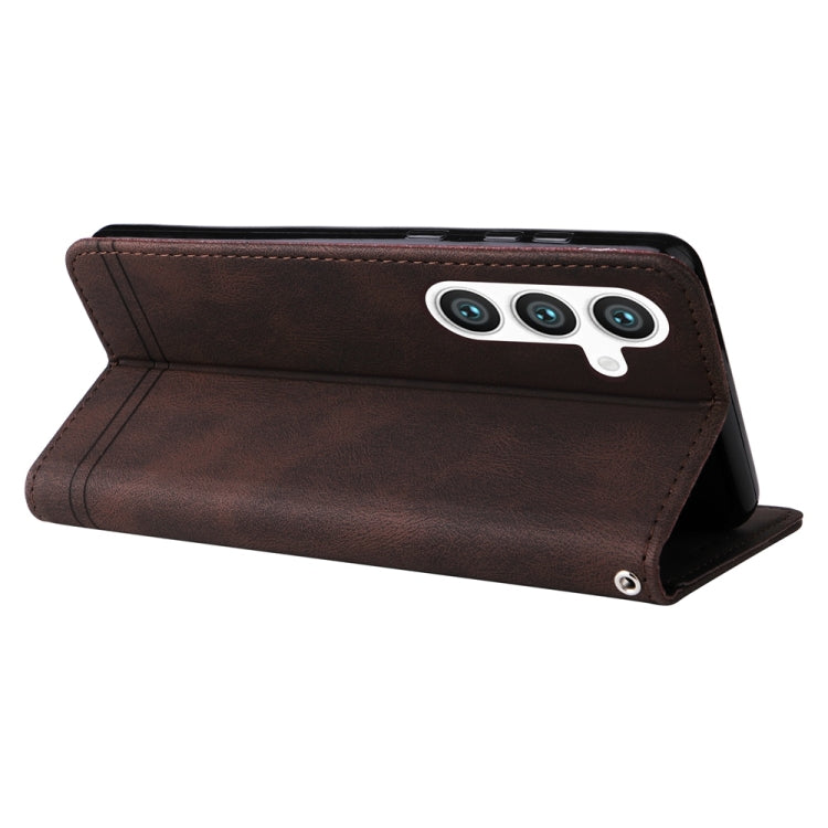 For Samsung Galaxy S25+ 5G Skin Feel Life Tree Metal Button Leather Phone Case(Brown) - Galaxy S25+ 5G Cases by PMC Jewellery | Online Shopping South Africa | PMC Jewellery | Buy Now Pay Later Mobicred