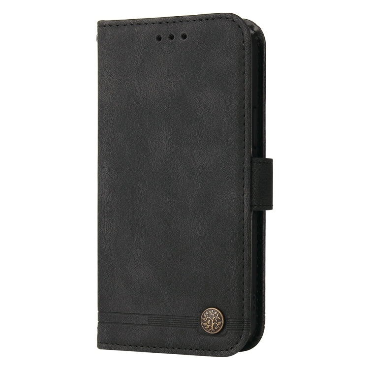 For Samsung Galaxy S25+ 5G Skin Feel Life Tree Metal Button Leather Phone Case(Black) - Galaxy S25+ 5G Cases by PMC Jewellery | Online Shopping South Africa | PMC Jewellery | Buy Now Pay Later Mobicred
