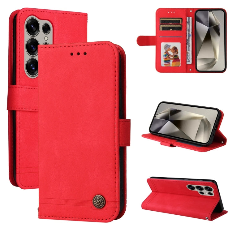 For Samsung Galaxy S25 Ultra 5G Skin Feel Life Tree Metal Button Leather Phone Case(Red) - Galaxy S25 Ultra 5G Cases by PMC TechLife | Online Shopping South Africa | PMC TechLife | Buy Now Pay Later Mobicred