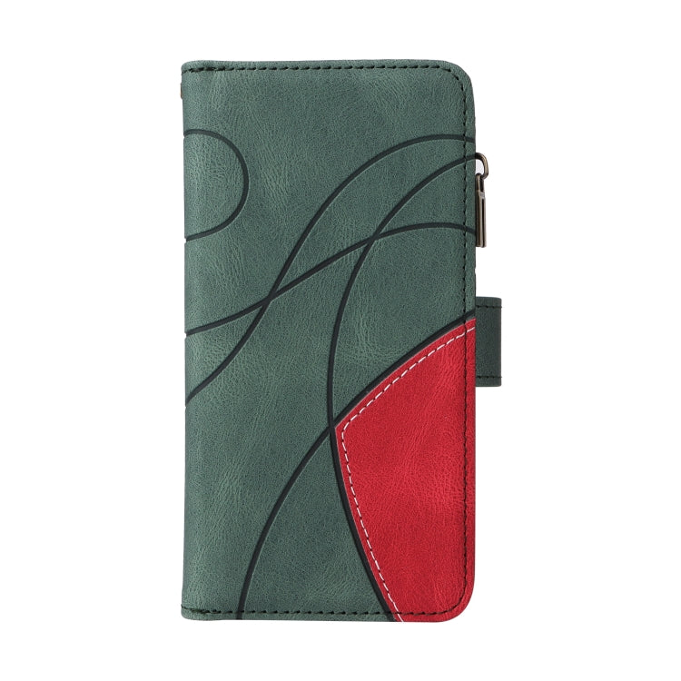 For iPhone 16 Dual-color 9 Card Slots Zipper Wallet Leather Phone Case(Green) - iPhone 16 Cases by PMC TechLife | Online Shopping South Africa | PMC TechLife | Buy Now Pay Later Mobicred