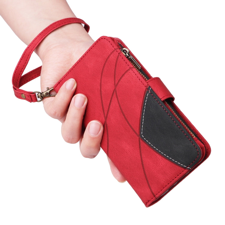 For iPhone 16 Pro Max Dual-color 9 Card Slots Zipper Wallet Leather Phone Case(Red) - iPhone 16 Pro Max Cases by PMC TechLife | Online Shopping South Africa | PMC TechLife | Buy Now Pay Later Mobicred