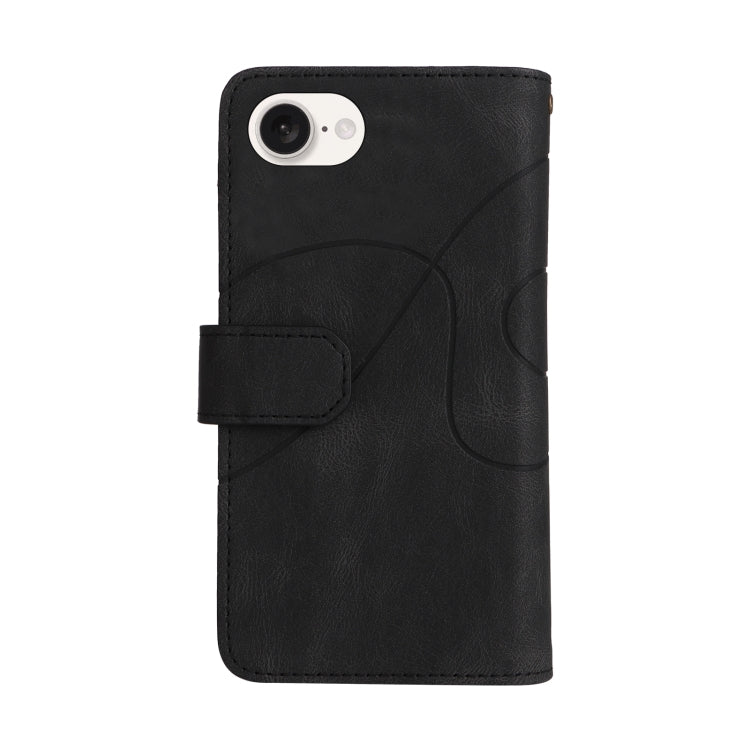For iPhone 16e Dual-color 9 Card Slots Zipper Wallet Leather Phone Case(Black) - iPhone 16e Cases by PMC TechLife | Online Shopping South Africa | PMC TechLife | Buy Now Pay Later Mobicred