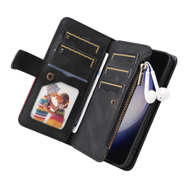 For Samsung Galaxy S25 / S24 5G Dual-color 9 Card Slots Zipper Wallet Leather Phone Case(Black) - Galaxy S25 5G Cases by PMC Jewellery | Online Shopping South Africa | PMC Jewellery | Buy Now Pay Later Mobicred