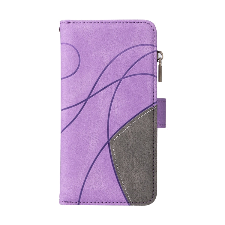 For Samsung Galaxy S25 / S24 5G Dual-color 9 Card Slots Zipper Wallet Leather Phone Case(Purple) - Galaxy S25 5G Cases by PMC Jewellery | Online Shopping South Africa | PMC Jewellery | Buy Now Pay Later Mobicred