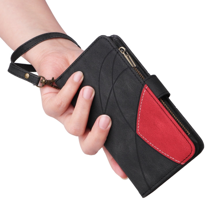 For Samsung Galaxy S25+ / S24+ 5G Dual-color 9 Card Slots Zipper Wallet Leather Phone Case(Black) - Galaxy S25+ 5G Cases by PMC Jewellery | Online Shopping South Africa | PMC Jewellery | Buy Now Pay Later Mobicred