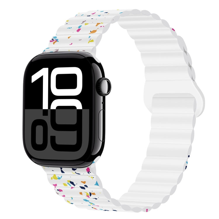 For Apple Watch Series 10 46mm Colorful Dots Magnetic Silicone Watch Band(White) - free shipping - PMc TechLife - Order now!