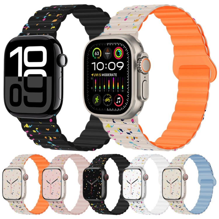 For Apple Watch Series 10 46mm Colorful Dots Magnetic Silicone Watch Band(White) - free shipping - PMc TechLife - Order now!