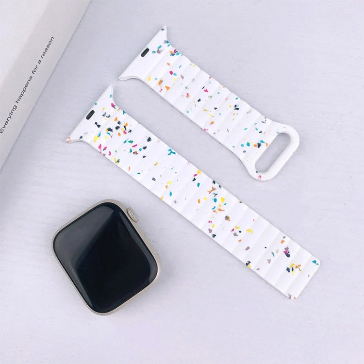 For Apple Watch Series 10 46mm Colorful Dots Magnetic Silicone Watch Band(White) - free shipping - PMc TechLife - Order now!