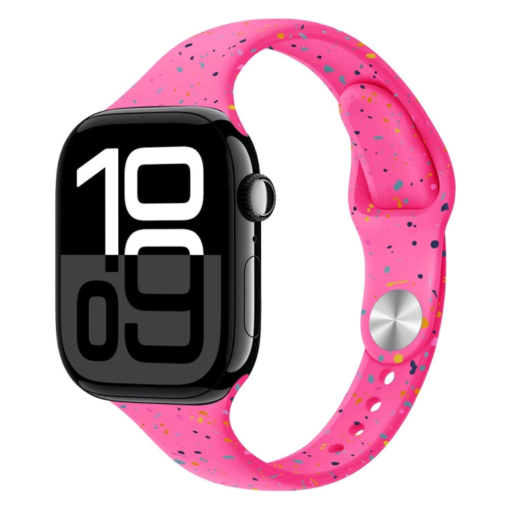 For Apple Watch Series 10 46mm Slim Style Colorful Dots Silicone Watch Band(Pink) - Watch Bands by PMc TechLife | Online Shopping South Africa | PMc TechLife | Buy Now Pay Later Mobicred