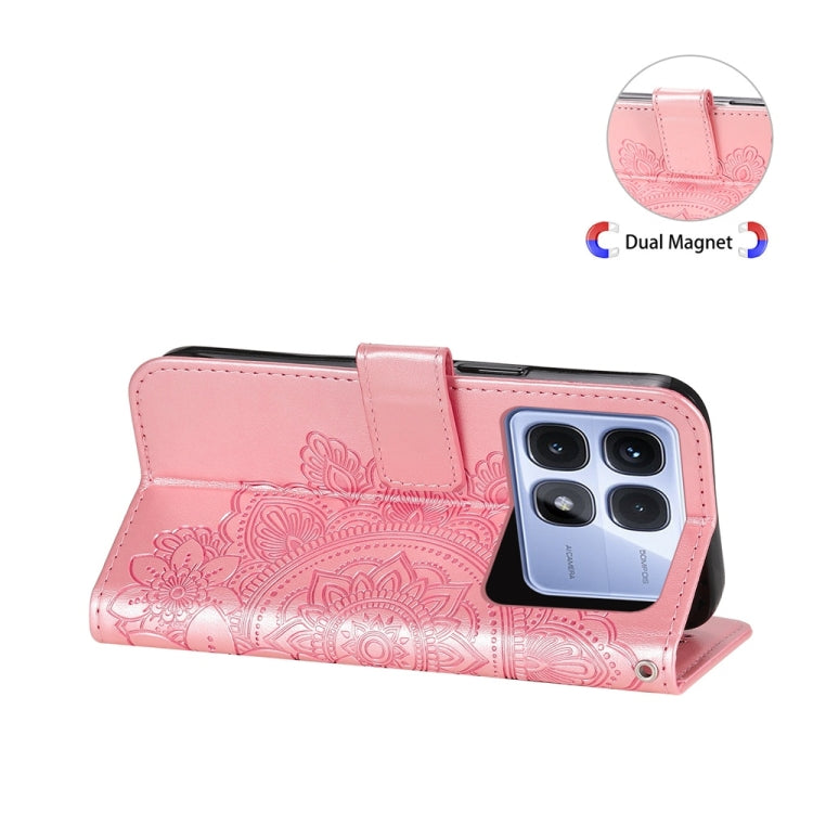For Redmi K70 Ultra Seven-petal Flowers Embossing Leather Phone Case(Rose Gold) - Xiaomi Cases by PMC Jewellery | Online Shopping South Africa | PMC Jewellery | Buy Now Pay Later Mobicred