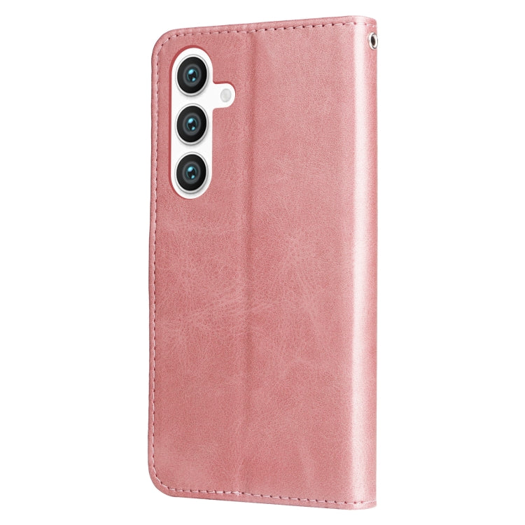 For Samsung Galaxy S25+ 5G Fashion Calf Texture Zipper Leather Phone Case(Rose Gold) - Galaxy S25+ 5G Cases by PMC Jewellery | Online Shopping South Africa | PMC Jewellery | Buy Now Pay Later Mobicred