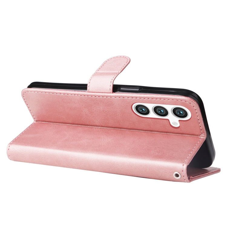 For Samsung Galaxy S25+ 5G Fashion Calf Texture Zipper Leather Phone Case(Rose Gold) - Galaxy S25+ 5G Cases by PMC Jewellery | Online Shopping South Africa | PMC Jewellery | Buy Now Pay Later Mobicred