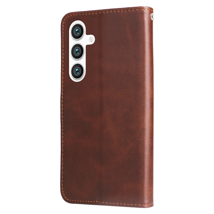 For Samsung Galaxy S25+ 5G Fashion Calf Texture Zipper Leather Phone Case(Brown) - Galaxy S25+ 5G Cases by PMC Jewellery | Online Shopping South Africa | PMC Jewellery | Buy Now Pay Later Mobicred
