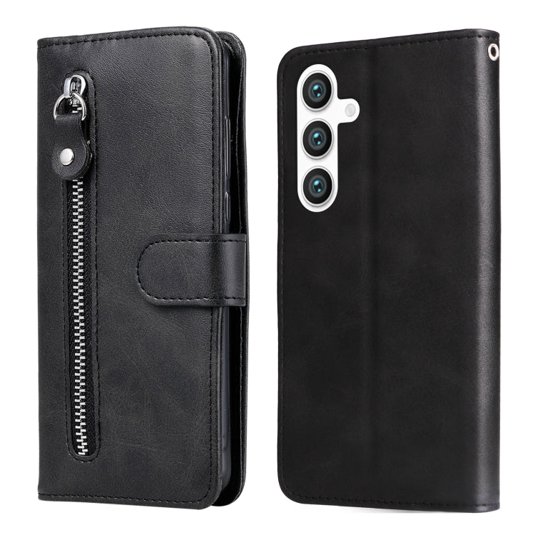 For Samsung Galaxy S25+ 5G Fashion Calf Texture Zipper Leather Phone Case(Black) - Galaxy S25+ 5G Cases by PMC Jewellery | Online Shopping South Africa | PMC Jewellery | Buy Now Pay Later Mobicred