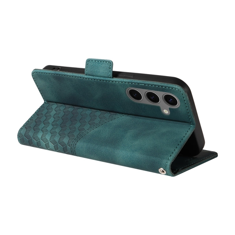 For Samsung Galaxy S25+ 5G Embossed Rhombus Starry Leather Phone Case(Green) - free shipping - PMC Jewellery - Order now!