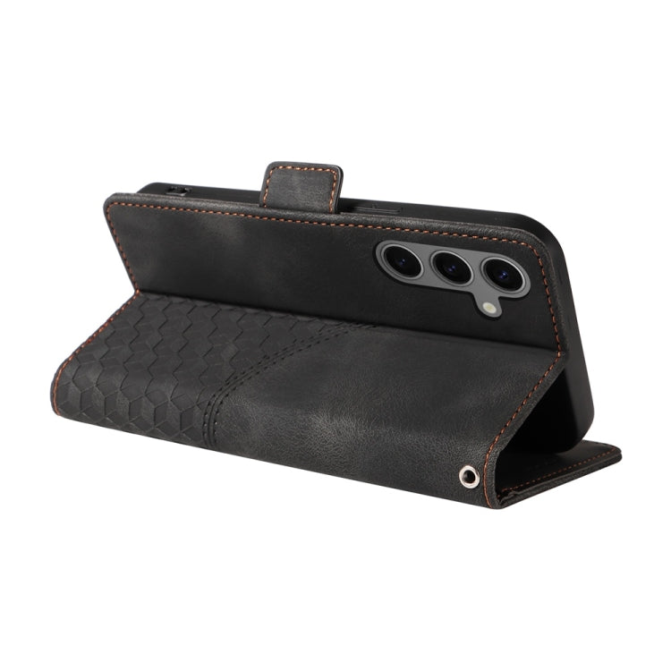 For Samsung Galaxy S25+ 5G Embossed Rhombus Starry Leather Phone Case(Black) - Galaxy S25+ 5G Cases by PMC TechLife | Online Shopping South Africa | PMC TechLife | Buy Now Pay Later Mobicred