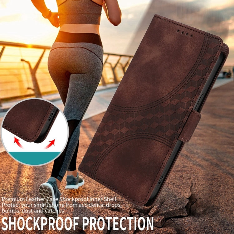For Samsung Galaxy S25+ 5G Embossed Rhombus Starry Leather Phone Case(Brown) - Galaxy S25+ 5G Cases by PMC TechLife | Online Shopping South Africa | PMC TechLife | Buy Now Pay Later Mobicred