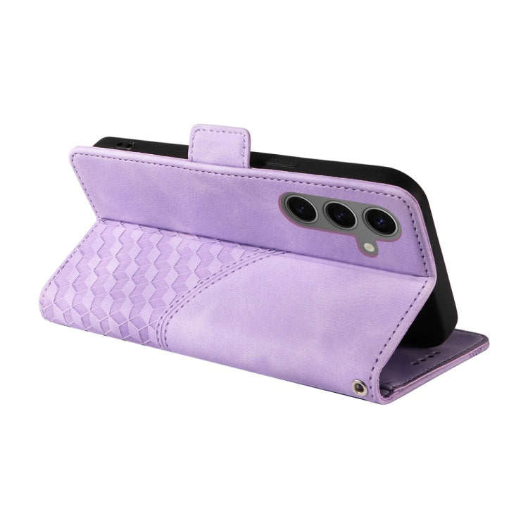 For Samsung Galaxy S25+ 5G Embossed Rhombus Starry Leather Phone Case(Purple) - Galaxy S25+ 5G Cases by PMC TechLife | Online Shopping South Africa | PMC TechLife | Buy Now Pay Later Mobicred