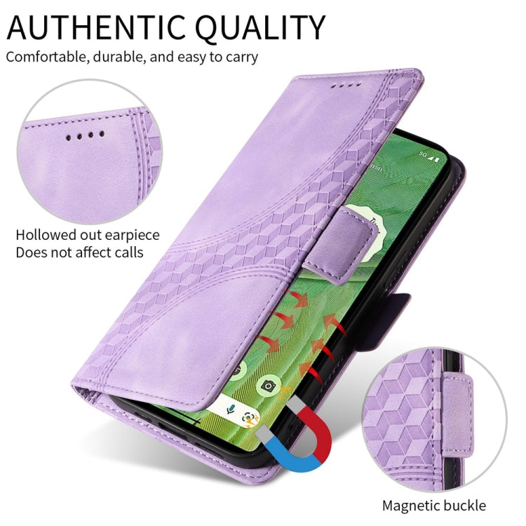 For Samsung Galaxy S25+ 5G Embossed Rhombus Starry Leather Phone Case(Purple) - Galaxy S25+ 5G Cases by PMC TechLife | Online Shopping South Africa | PMC TechLife | Buy Now Pay Later Mobicred