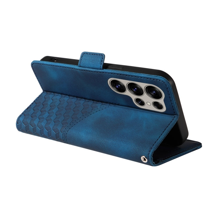 For Samsung Galaxy S25 Ultra 5G Embossed Rhombus Starry Leather Phone Case(Blue) - Galaxy S25 Ultra 5G Cases by PMC TechLife | Online Shopping South Africa | PMC TechLife | Buy Now Pay Later Mobicred