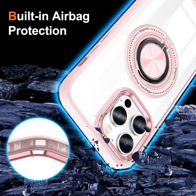 For iPhone 16 Pro Magnetic Rotating Ring Holder Phone Case(Pink) - iPhone 16 Pro Cases by PMC TechLife | Online Shopping South Africa | PMC TechLife | Buy Now Pay Later Mobicred
