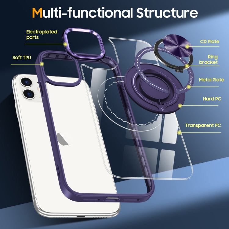 For iPhone 16 Magnetic Rotating Ring Holder Phone Case(Dark Purple) - iPhone 16 Cases by PMC TechLife | Online Shopping South Africa | PMC TechLife | Buy Now Pay Later Mobicred