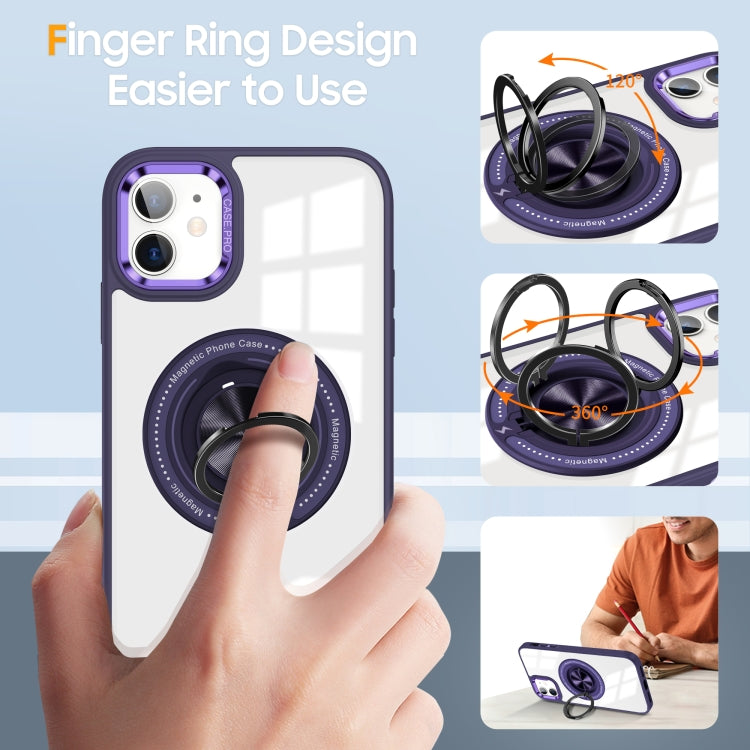 For iPhone 16 Magnetic Rotating Ring Holder Phone Case(Dark Purple) - iPhone 16 Cases by PMC TechLife | Online Shopping South Africa | PMC TechLife | Buy Now Pay Later Mobicred