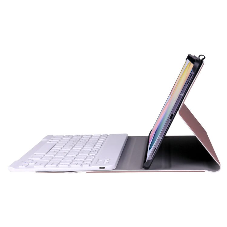 A870 For Samsung Galaxy Tab S7 T870/T875 11 inch Detachable Bluetooth Keyboard Ultrathin Horizontal Flip Leather Tablet Case with Holder & Elastic Band(Rose Gold) - Samsung Keyboard by PMC TechLife | Online Shopping South Africa | PMC TechLife