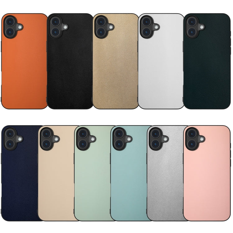 For iPhone 16 Plus PU Leather Black Frame Full Coverage Phone Case(Orange) - iPhone 16 Plus Cases by PMC TechLife | Online Shopping South Africa | PMC TechLife | Buy Now Pay Later Mobicred