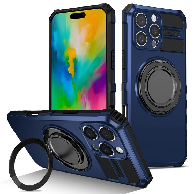 For iPhone 16 Pro Max Rotating Magnetic Holder Phone Case(Royal Blue) - iPhone 16 Pro Max Cases by PMC TechLife | Online Shopping South Africa | PMC TechLife | Buy Now Pay Later Mobicred